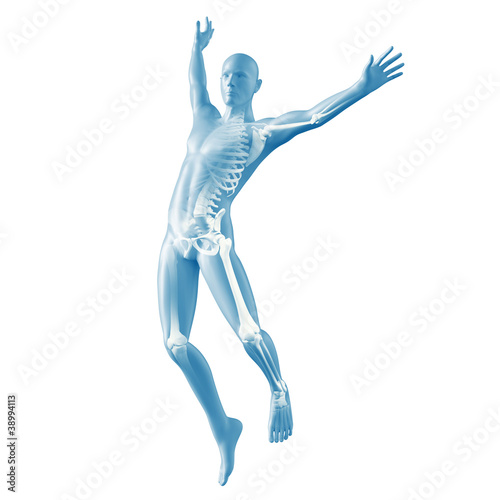 Mann beim Springen Silhouette mit Skelett © ag visuell