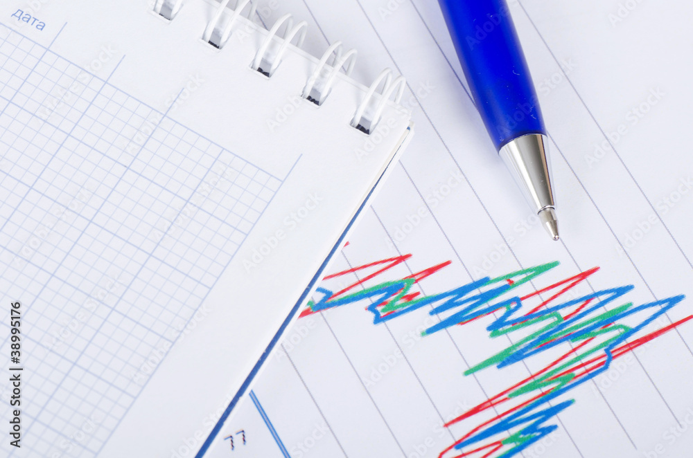 The chart business of growth and a pen The chart business of growth and a pen