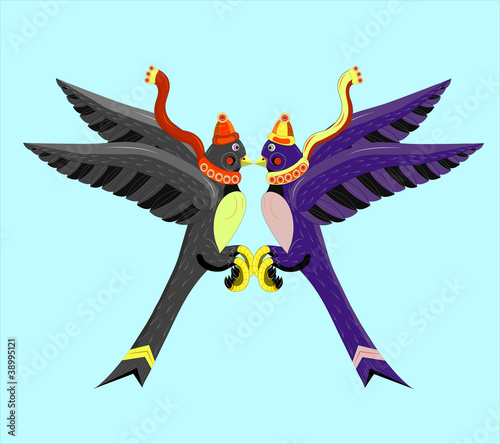 Amusing swallows twins.