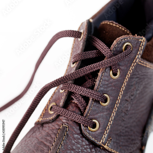shoelaces closeup on white background