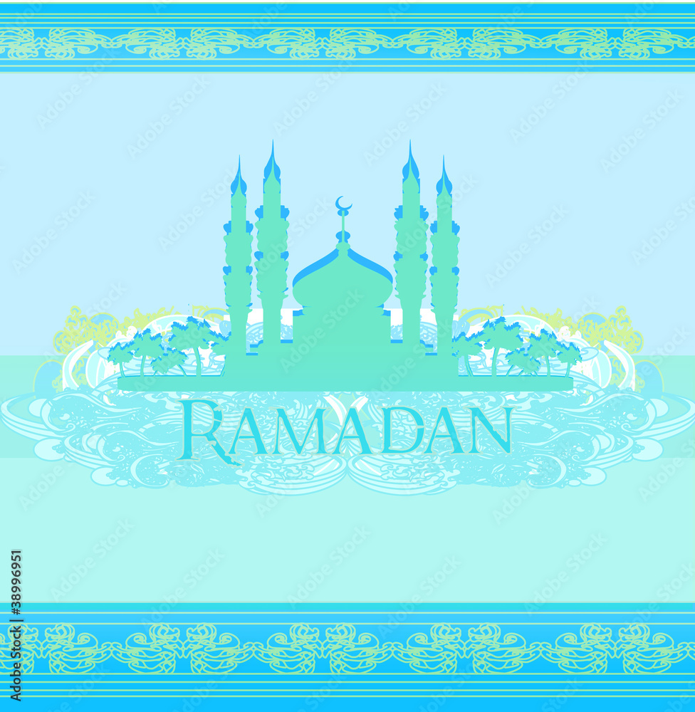 Fototapeta premium Ramadan background - mosque silhouette vector card