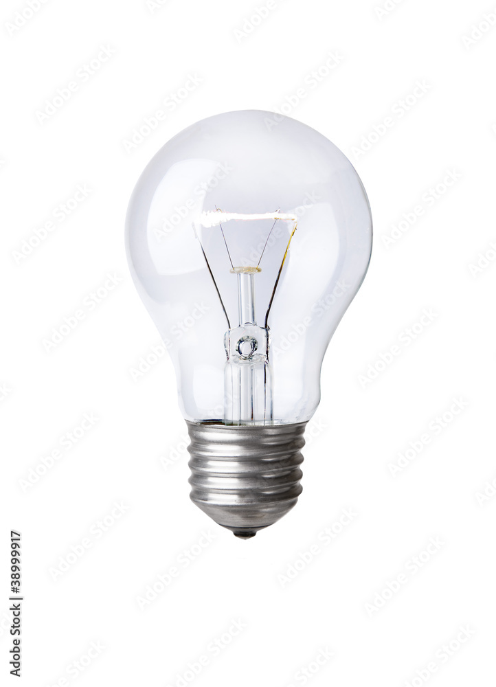 Classic Light bulb turned on isolated on white Classic Light bulb turned on isolated on white