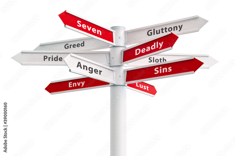 Φωτογραφία Seven Deadly Sins On Crossroads Sign