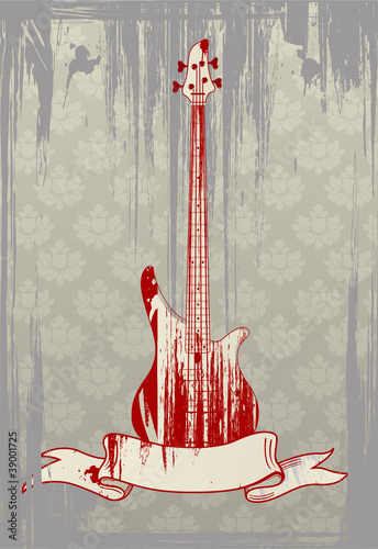 Vector illustration of grungy bass guitar