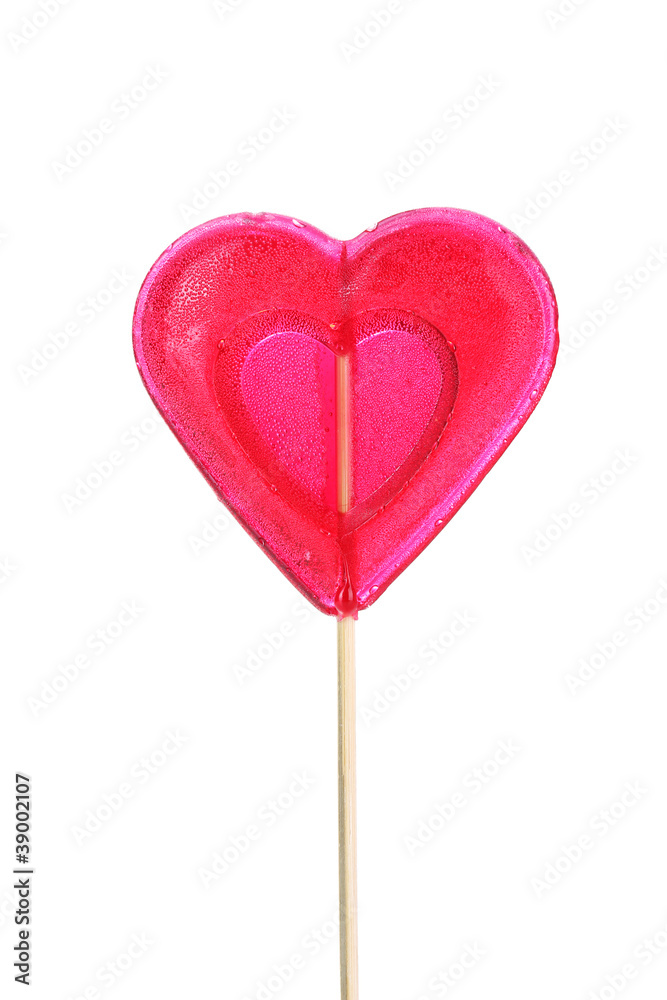 red heart-lollipop isolated on white red heart-lollipop isolated on white