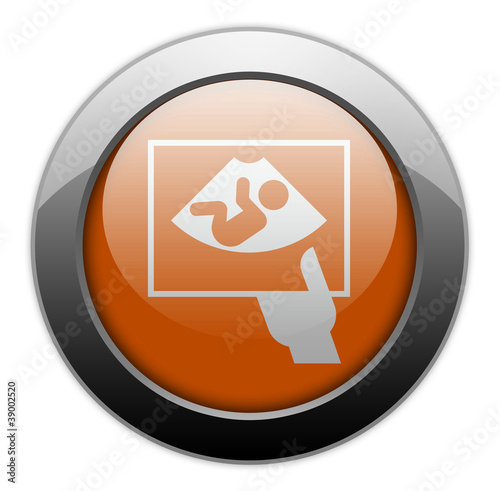 Orange Metallic Orb Button "Ultrasound"