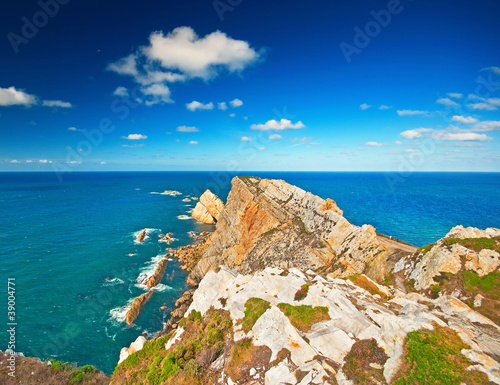 Panoramic of the cliffs of Cabo de Peñas in Asturias