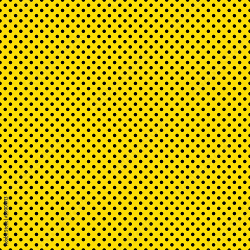 Seamless Black Dots on Bright Yellow Background Wallpaper