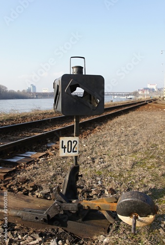 Old railroad switch near Danube river