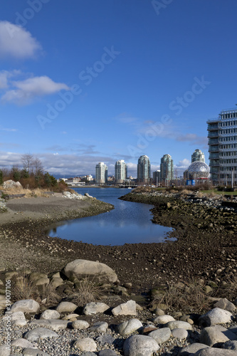 low tide at false creek in Vancouver