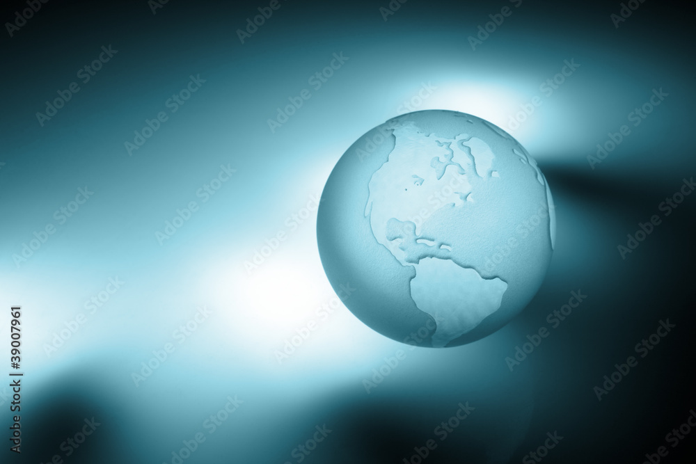 Crystal earth globe, engraved ornament Crystal earth globe, engraved ornament