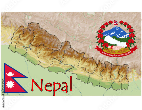 nepal asia map flag emblem