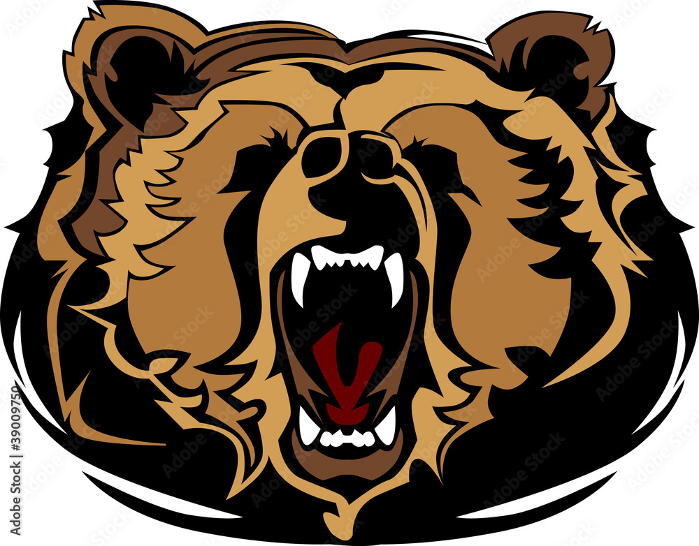 Φωτογραφία Grizzly Bear Mascot Head Vector Graphic