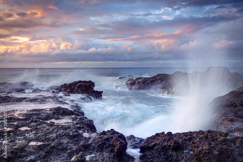 Fototapeta premium Souffleur au crépuscule - Ile de La Réunion