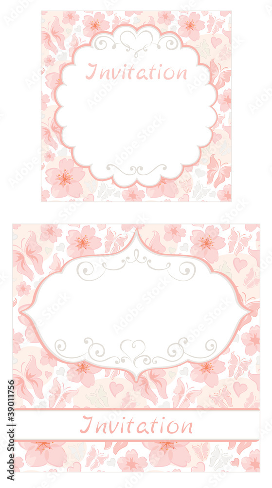 Set of floral invitations