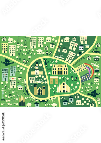 cartoon seamless map of milan
