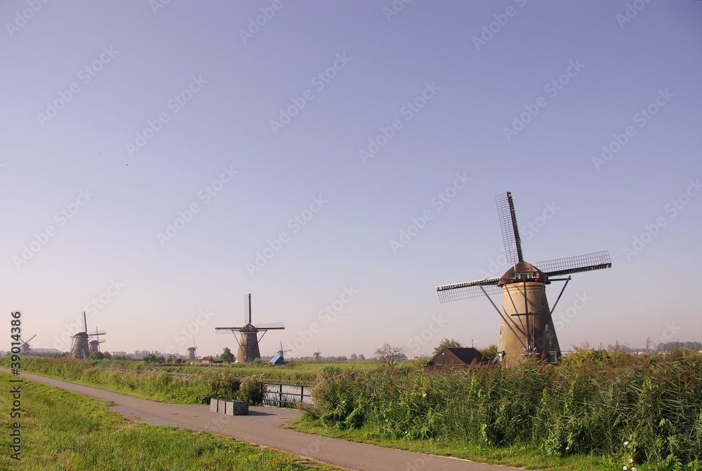 Wind mills in Kinderdijk in the Netherlands