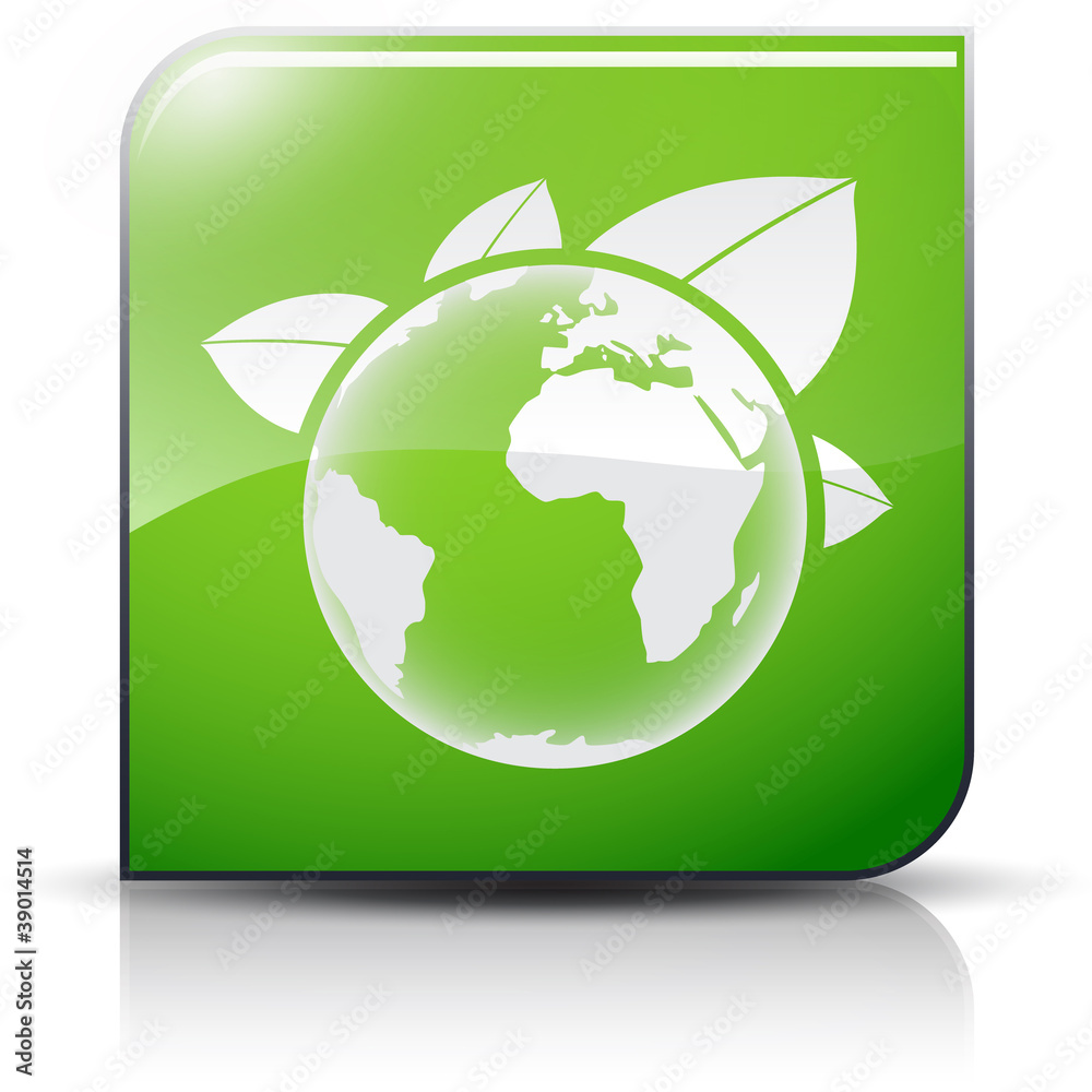 Obraz premium Symbole glossy vectoriel globe et feuille