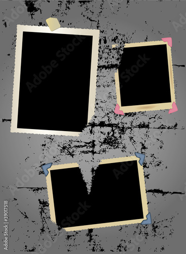 photo frame set,torn, photo corners and adhesive tape, vector