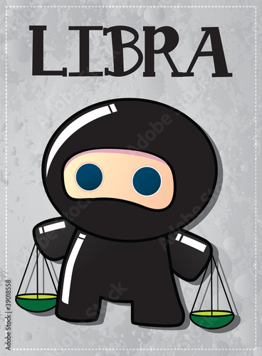 Zodiac sign Libra with cute ninja character