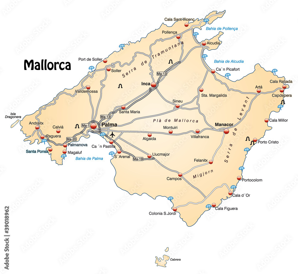 Landkarte von Mallorca