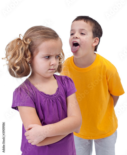 Slika na platnu Upset little girl bullied by older boy