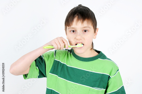 Boy brushing his teeth