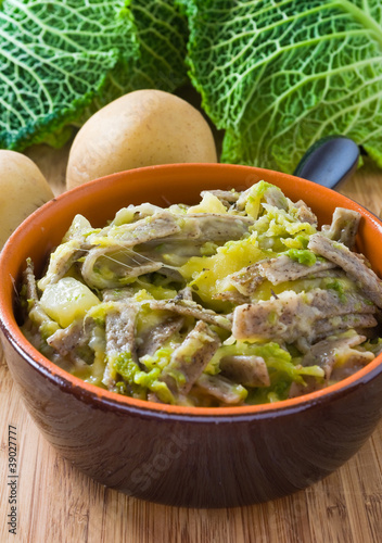 Pizzoccheri, italian homemade pasta. photo