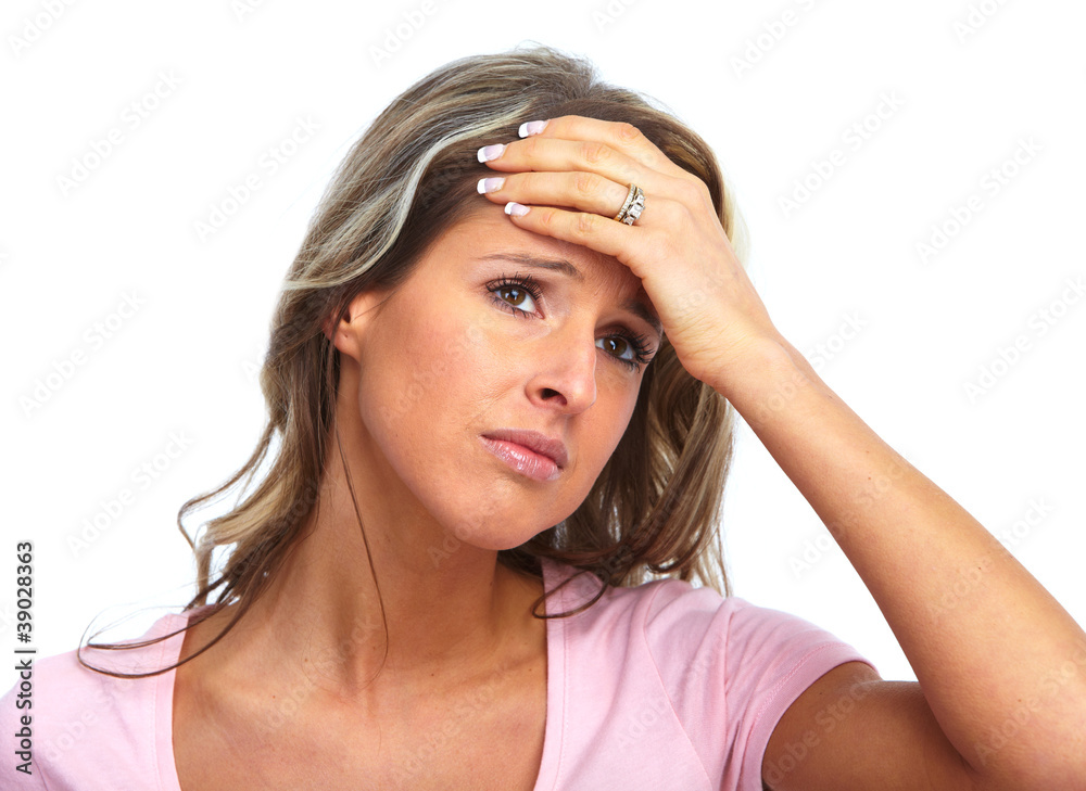 Naklejka premium Woman having a headache.