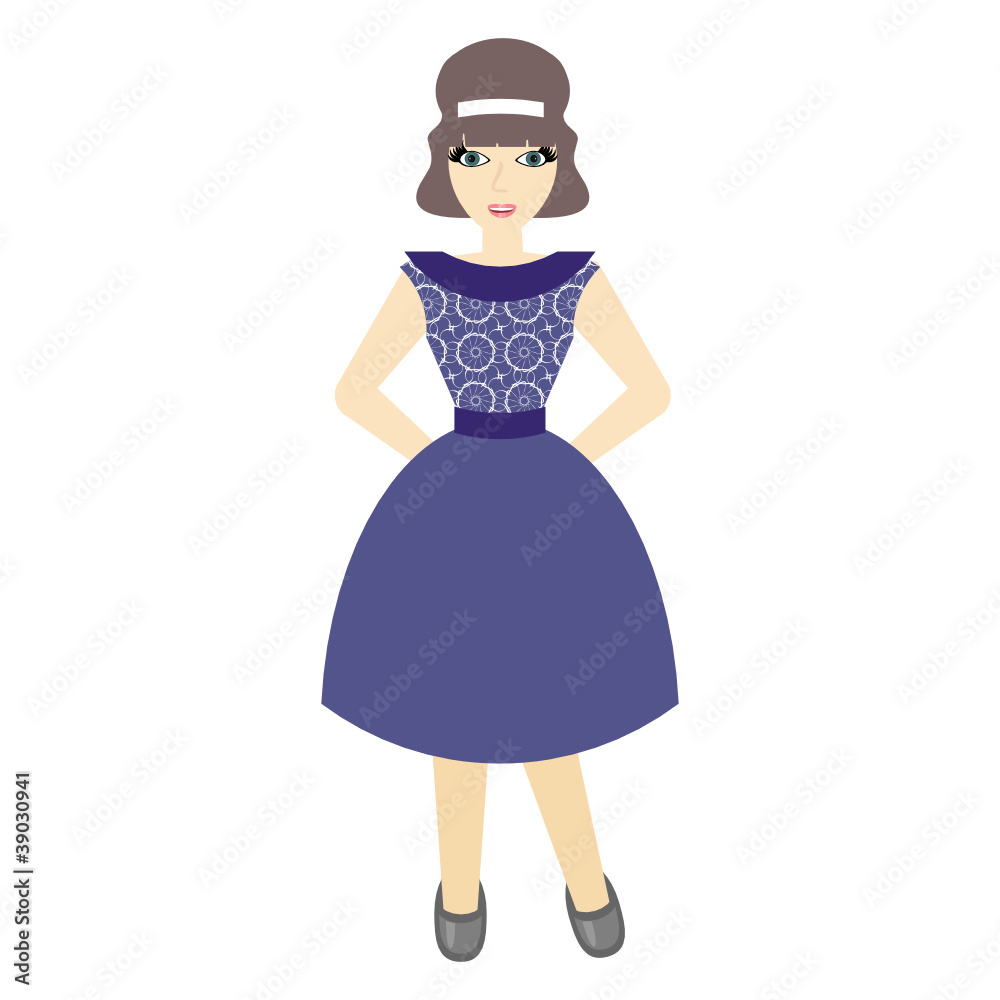 beautiful girl in retro style dress beautiful girl in retro style dress