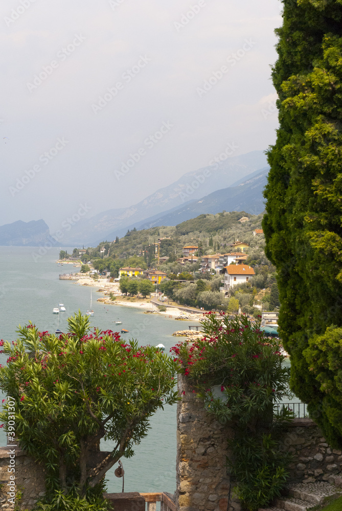 View down Lake Garda Lombardy Italy