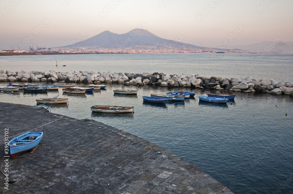 boats and Vesuvius