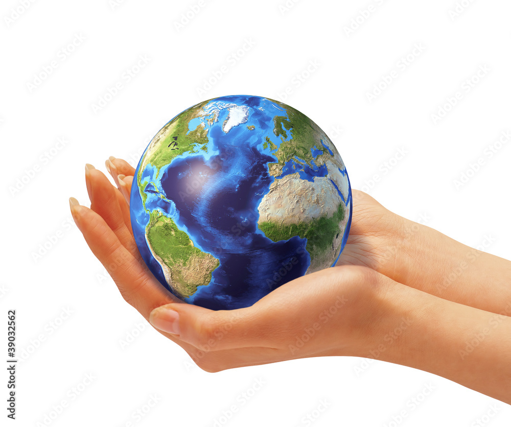 Woman's hands holding the earth globe. Woman's hands holding the earth globe.