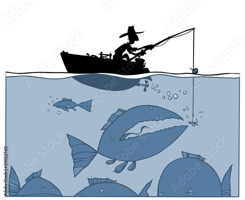 Fishing silhouette Illustration.