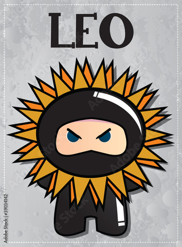 Zodiac sign Leo with cute ninja character