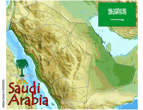 saudi arabia map flag emblem