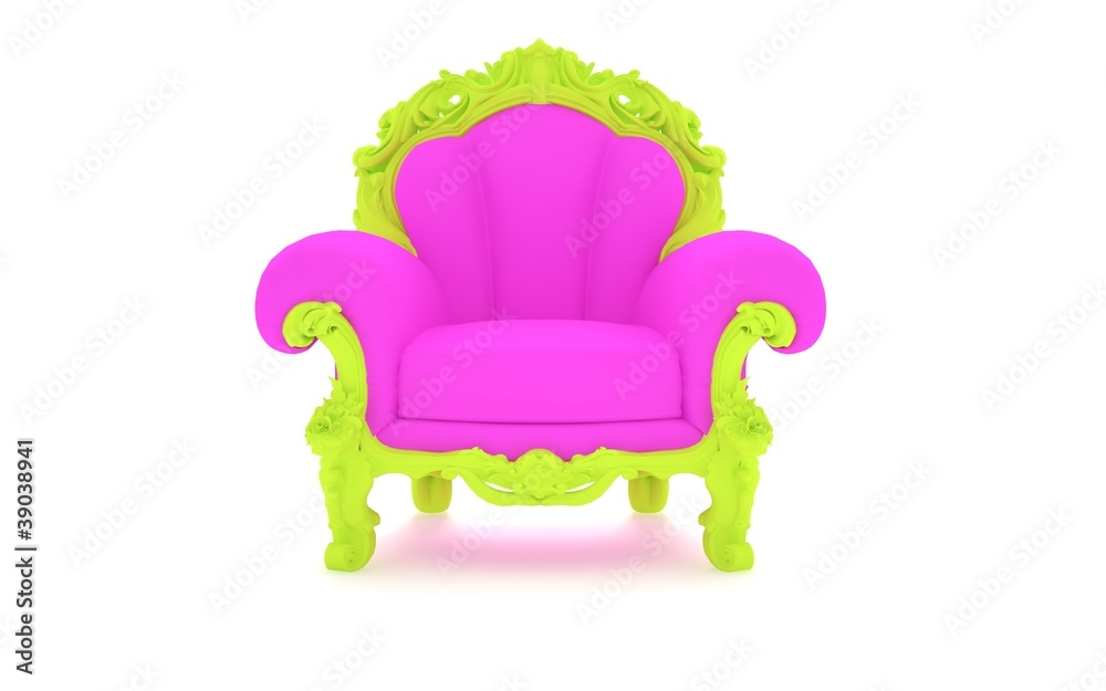 Luxury modern pink chair in a green frame