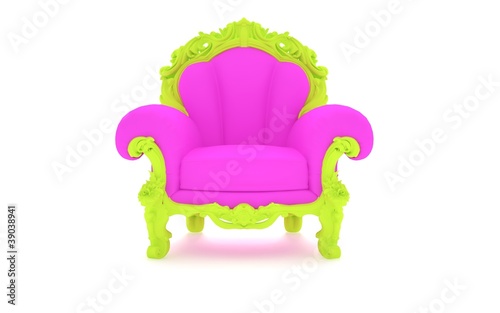 Obraz na płótnie Luxury modern pink chair in a green frame w salonie