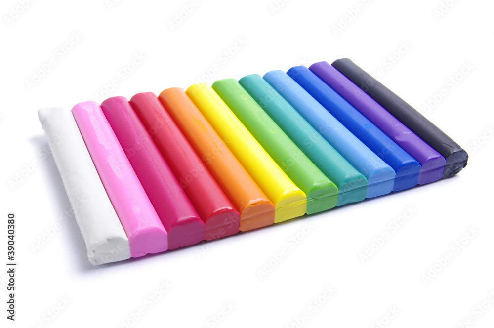 Color children's plasticine on a white background Color children's plasticine on a white background