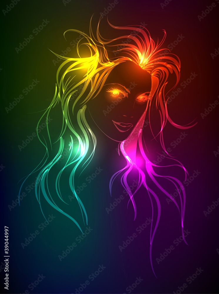 A light girl's face. A light girl's face.
