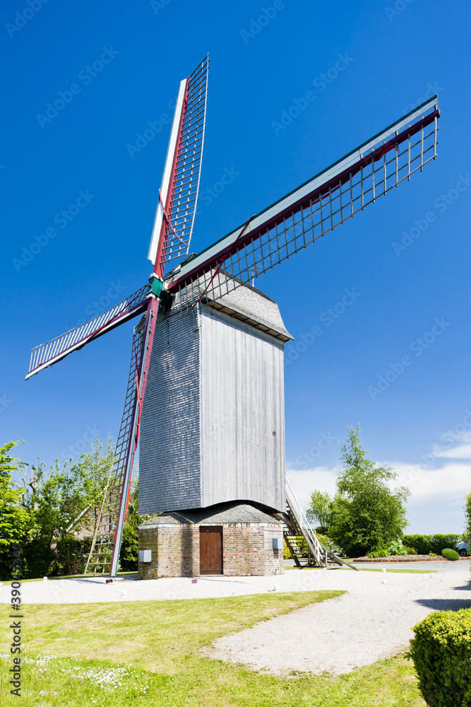 wooden windmill Drievenmeulen near Steenvoorde, France