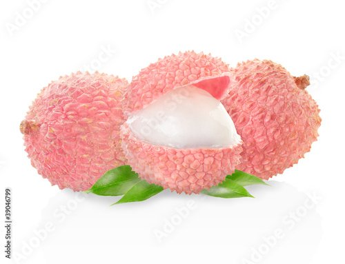 Lychee fruits isolated, clipping path included