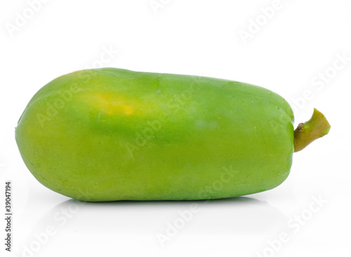 green papaya on white background.