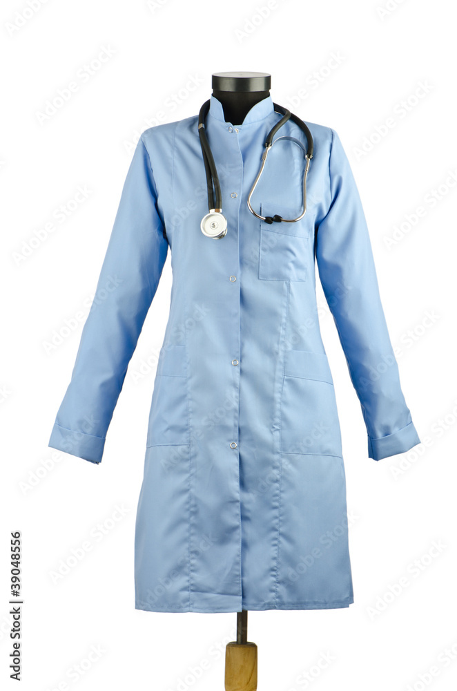 Medical coat and stethoscope isolated on white Medical coat and stethoscope isolated on white