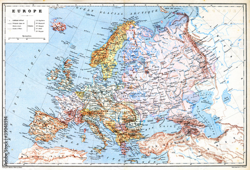 The old planispheric map of Europe photo