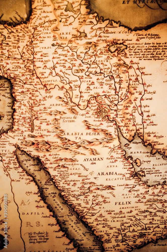 antique map of the Arabian Peninsula
