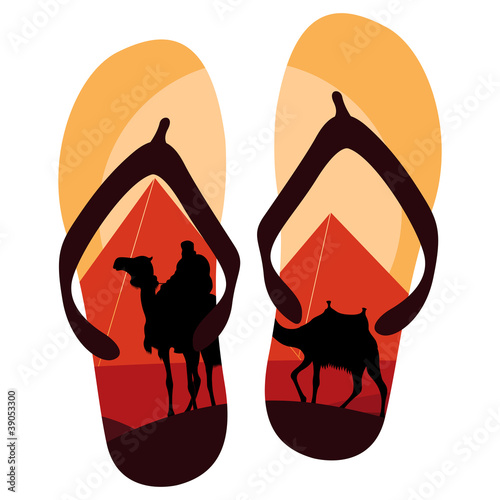 Beach slippers travel concept background illustration vector