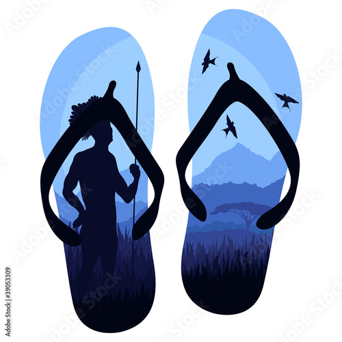 Beach slippers travel concept background illustration vector