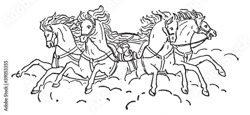 Quadriga vintage engraving