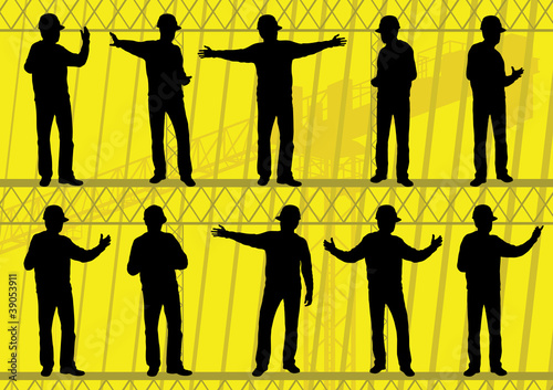 Engineers and builders silhouettes collection